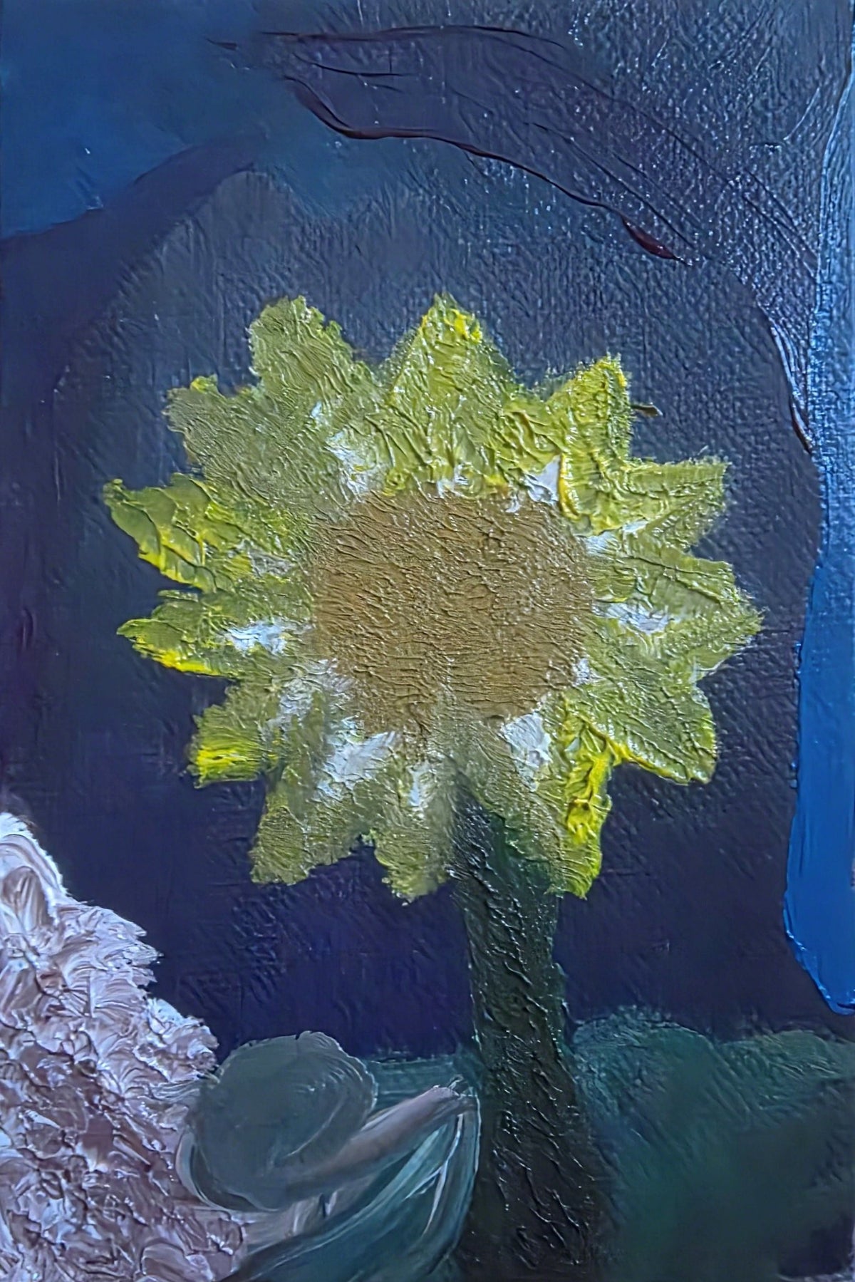 Light in the Dark Abstract Sunflower Art Print – Yellow & Dark Blue Wall Decor | Authentic CPA Artist - Authentic CPA Artist